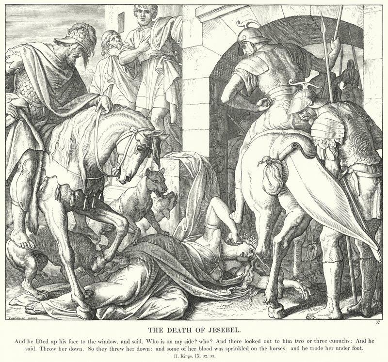 La morte di Jezebel (incisione) da Julius (after) Schnorr von Carolsfeld