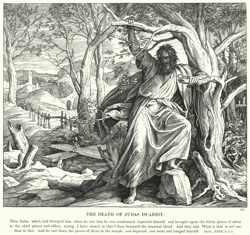 La morte di Giuda Iscariota (incisione) da Julius (after) Schnorr von Carolsfeld