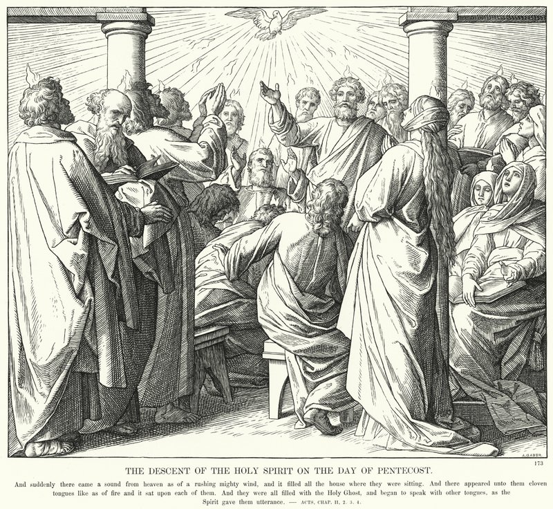 La discesa dello Spirito Santo nel giorno di Pentecoste (incisione) da Julius (after) Schnorr von Carolsfeld