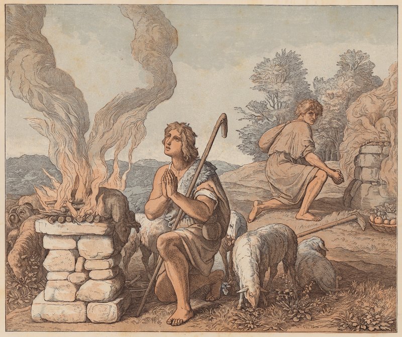 Le offerte di Caino e Abele, Genesi, IV, 3, 4 da Julius (after) Schnorr von Carolsfeld