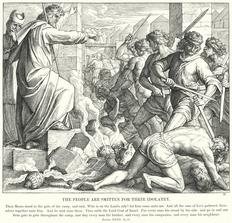 Il popolo è colpito per la sua idolatria da Julius (after) Schnorr von Carolsfeld
