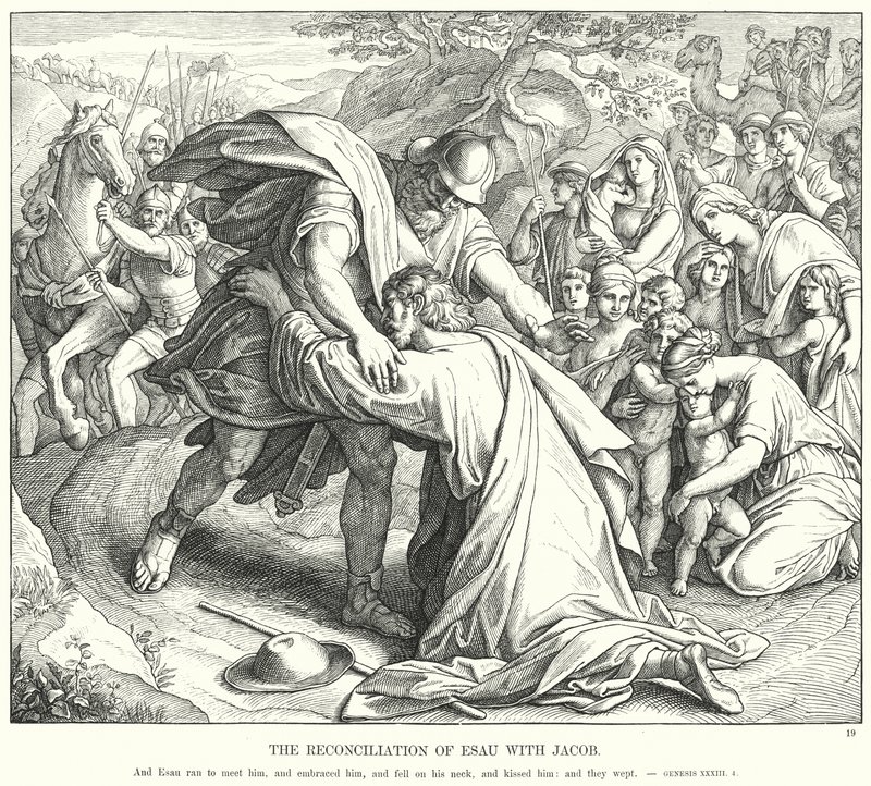 La riconciliazione di Esaù con Giacobbe da Julius (after) Schnorr von Carolsfeld