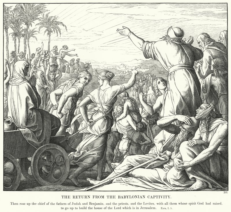 Il ritorno dalla cattività babilonese (incisione) da Julius (after) Schnorr von Carolsfeld