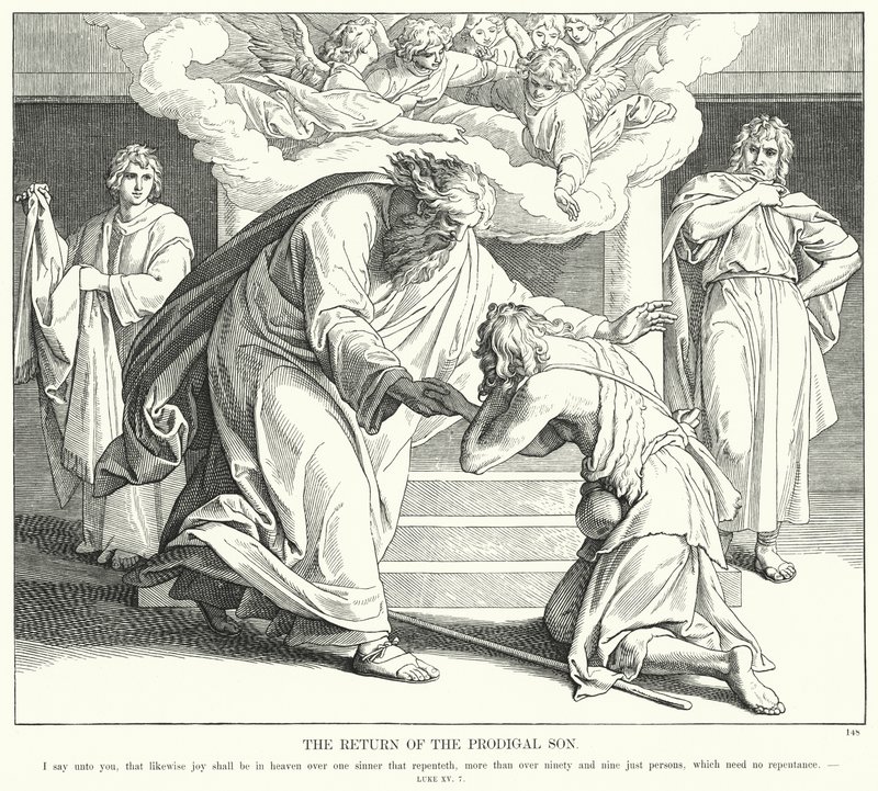 Il ritorno del figliol prodigo (incisione) da Julius (after) Schnorr von Carolsfeld