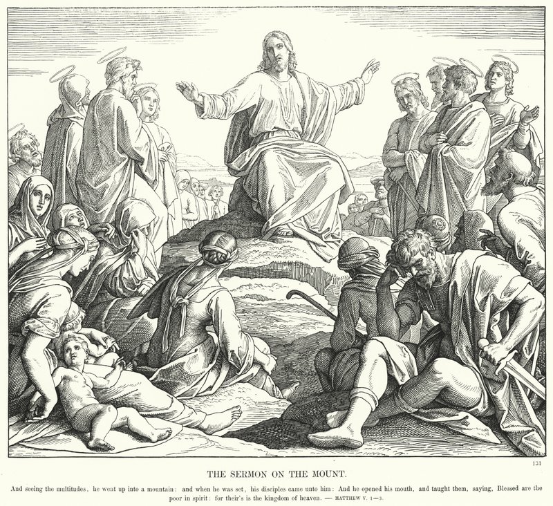 Il sermone della montagna (incisione) da Julius (after) Schnorr von Carolsfeld