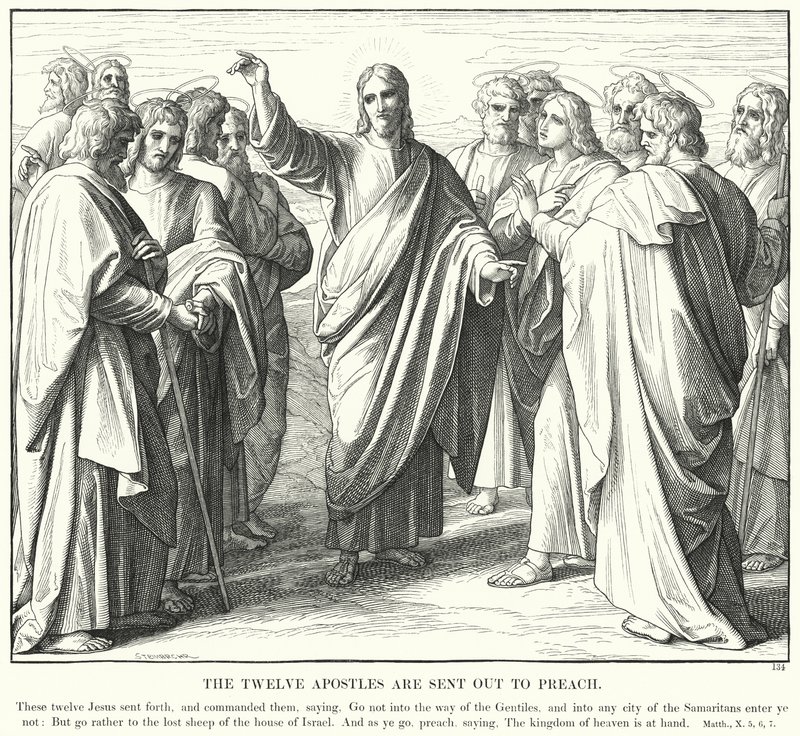 I dodici apostoli sono inviati a predicare (incisione) da Julius (after) Schnorr von Carolsfeld