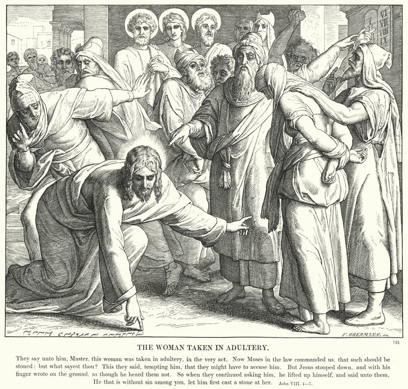 La donna adultera (incisione) da Julius (after) Schnorr von Carolsfeld