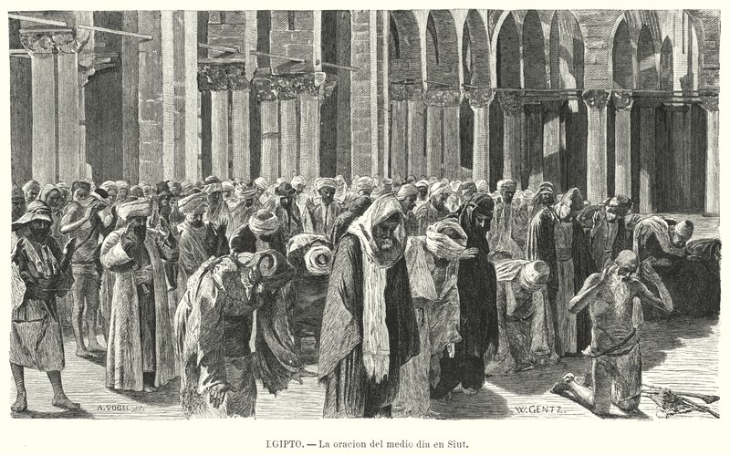 Preghiere di mezzogiorno ad Asyut, Egitto da Karl Wilhelm Gentz