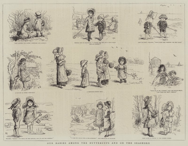 I nostri bambini tra i ranuncoli e sulla spiaggia da Kate Greenaway