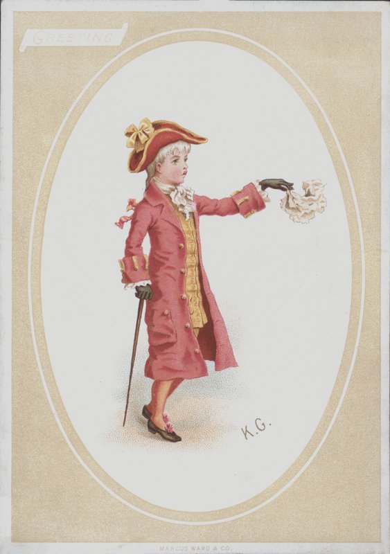 Ragazzo in abito rosso, che agita un fazzoletto da Kate (after) Greenaway