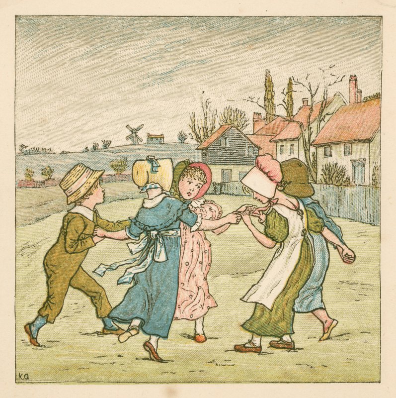 Girotondo (litografia a colori) da Kate (after) Greenaway