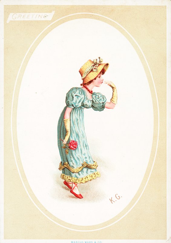 Biglietto di auguri (cromolitografia) da Kate Greenaway