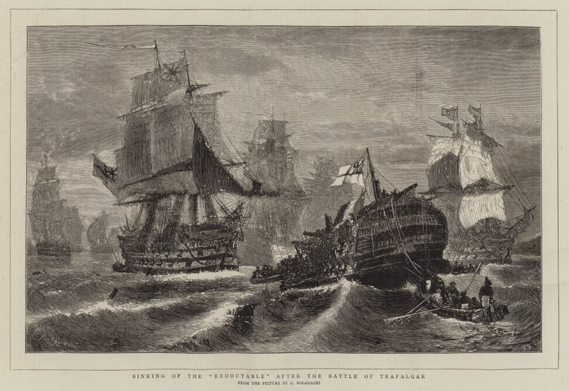 Affondamento del Redoutable dopo la Battaglia di Trafalgar da Konstantinos or Constantin Bolanachi