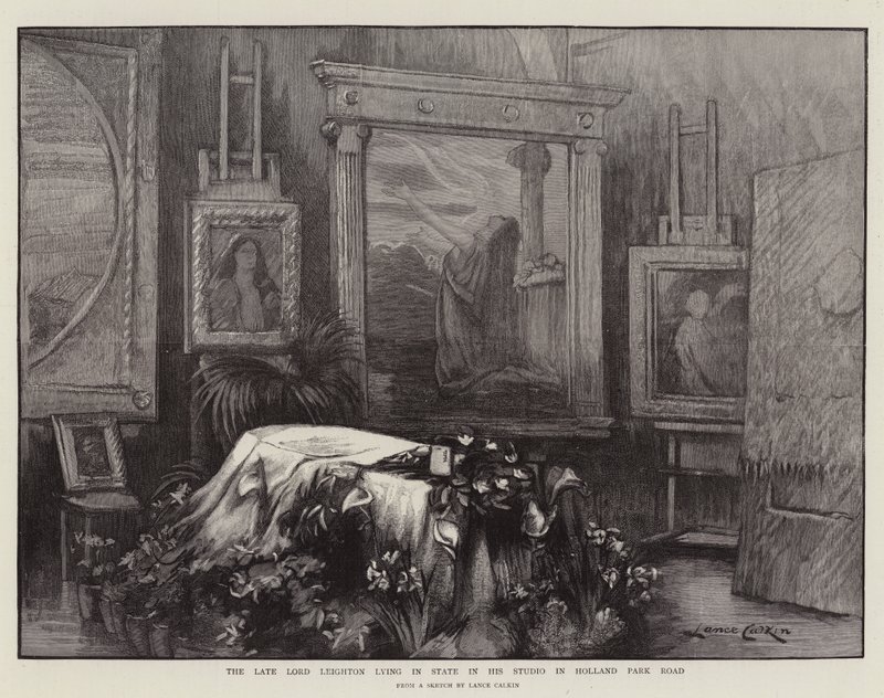 Il Defunto Lord Leighton in Stato nella sua Studio in Holland Park Road da Lance Calkin