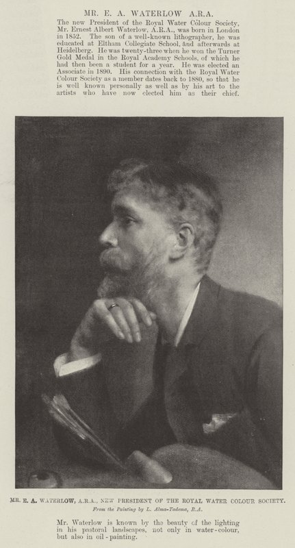 Mr E A Waterlow, ARA, nuovo presidente della Royal Water Colour Society da Lawrence Alma Tadema