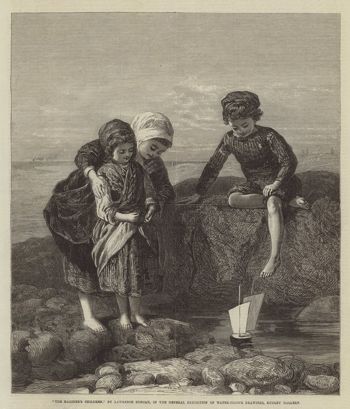 I figli del marinaio, nella Mostra Generale di Disegni ad Acquerello, Dudley Gallery da Lawrence Duncan