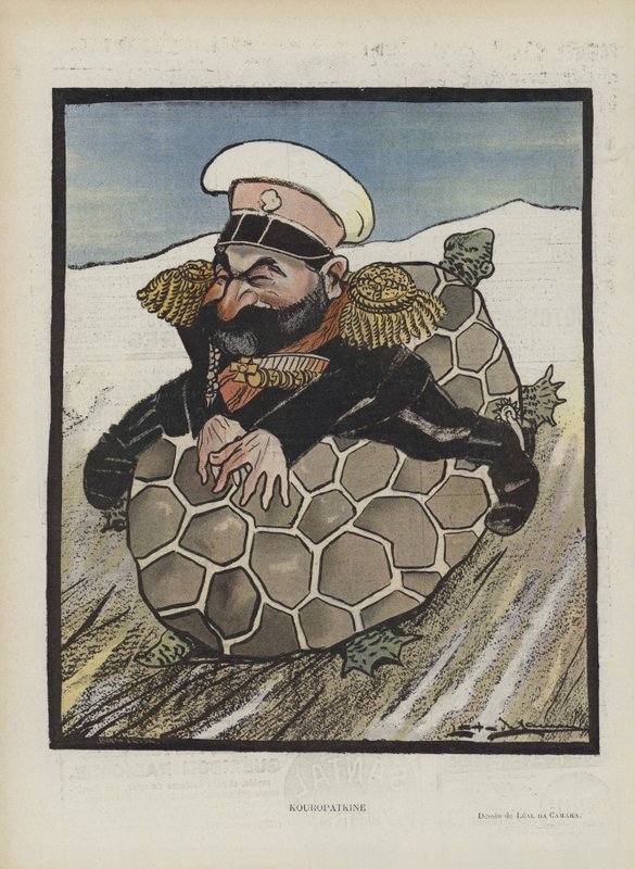 Aleksey Kuropatkin, Ministro della Guerra Russo. Illustrazione per Le Rire da Leal de Camara