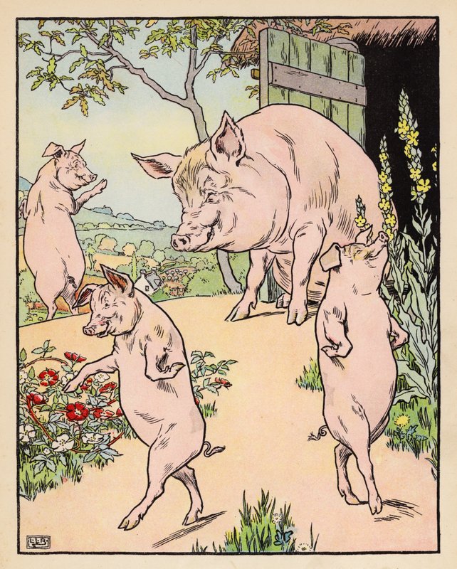Illustrazione per I tre porcellini da Leonard Leslie Brooke