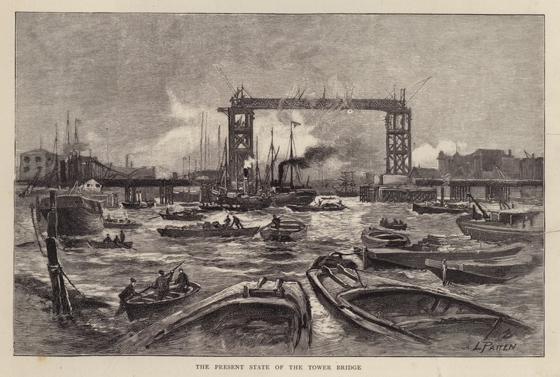Tower Bridge in costruzione, Londra da Leonard Patten