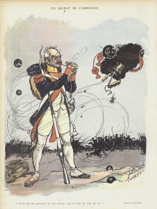 Un soldato di Cambronne. Illustrazione per Le Rire da Leonce Burret