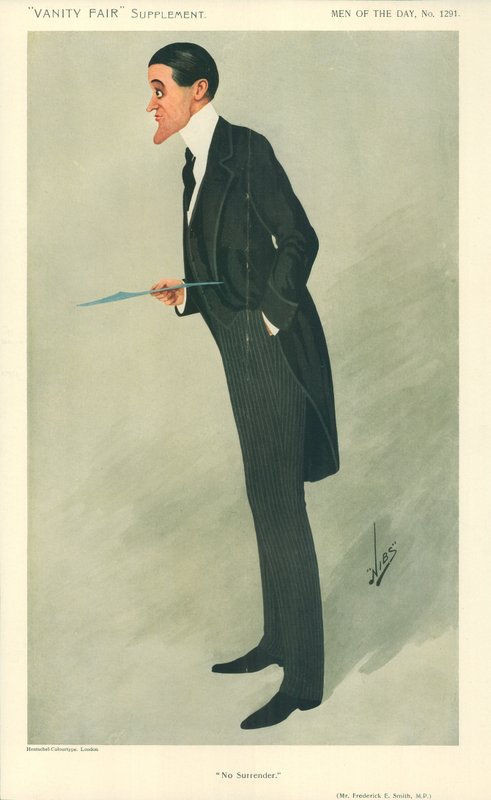 Mr Frederick E Smith, Nessuna resa, 16 gennaio 1907, caricatura di Vanity Fair da Leslie Matthew Ward
