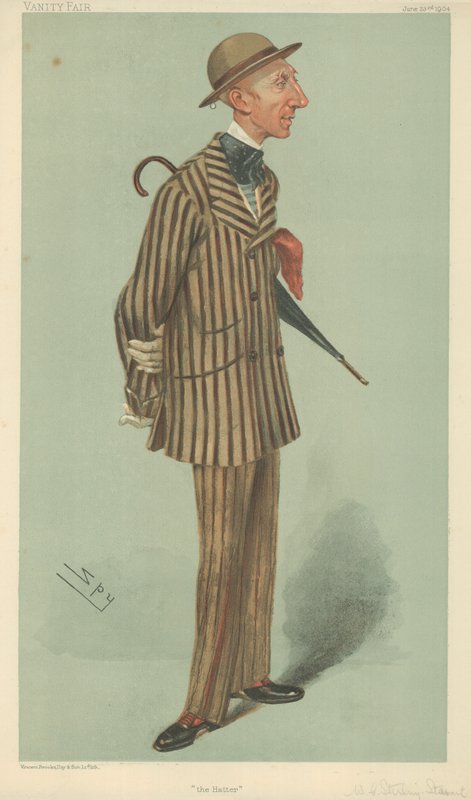 Mr William Crawfurd Stirling-Stuart, il cappellaio, 23 giugno 1904, caricatura di Vanity Fair da Leslie Matthew Ward