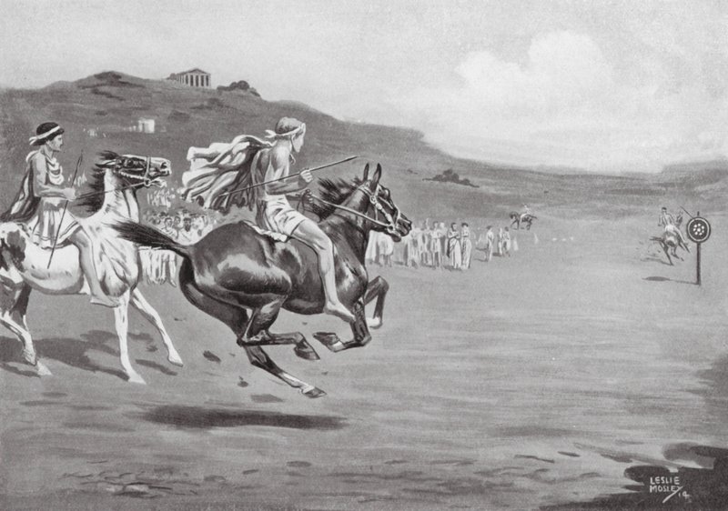 Cavalieri greci che lanciano il giavellotto da Leslie Mosley