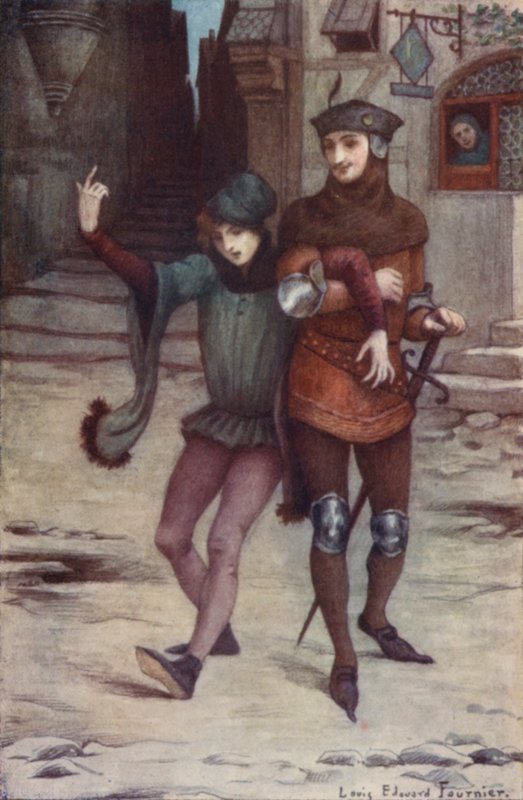 La porta si aprì e uscì una coppia di buoni amici da Louis Edouard Paul Fournier