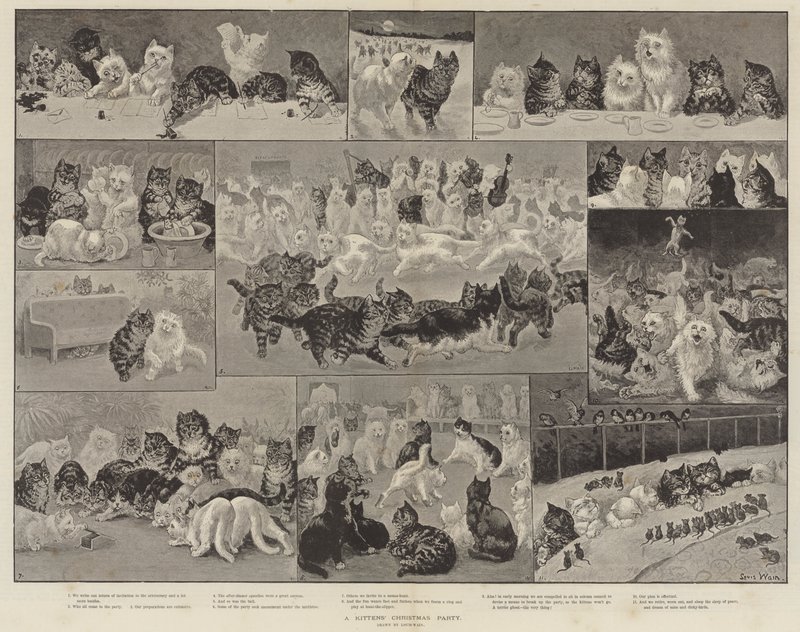 La festa di Natale dei gattini da Louis Wain