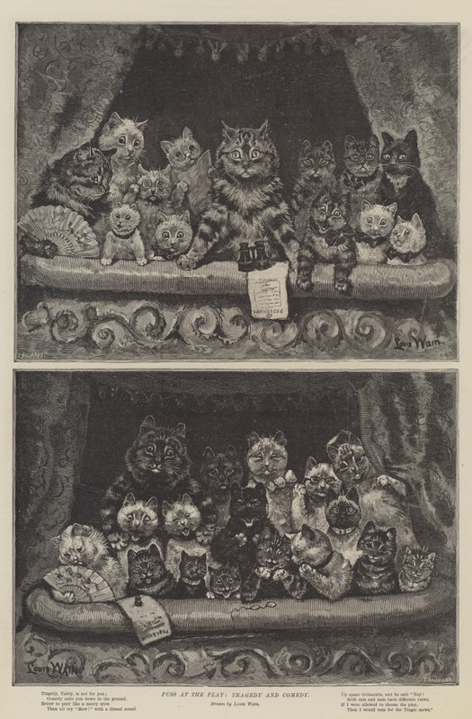 Il gatto a teatro, tragedia e commedia da Louis Wain