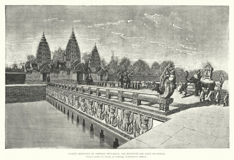 Ingresso orientale al tempio Khmer di Preah Khan, Angkor, Cambogia da Louis (after) Delaporte