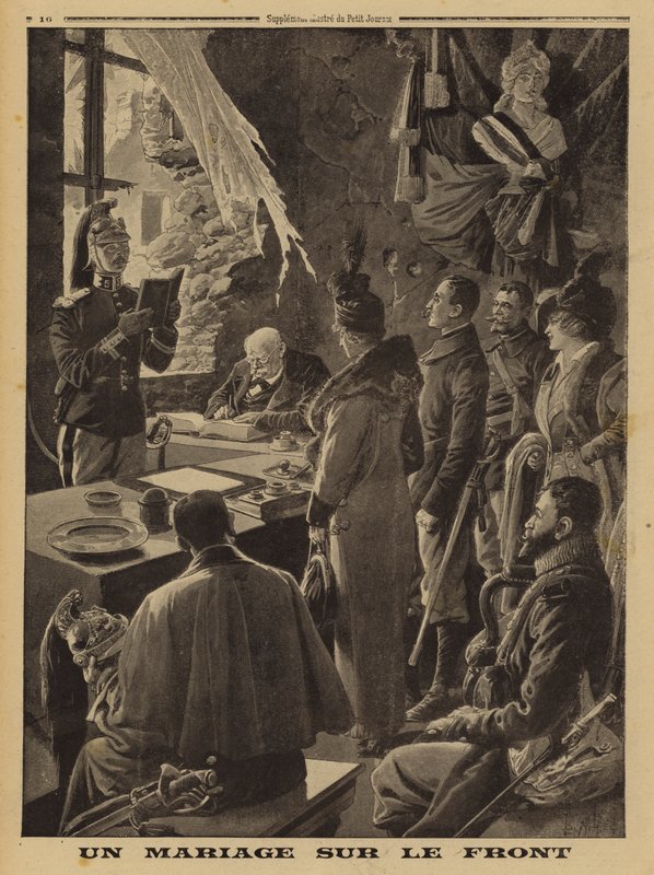 Un matrimonio al fronte, Hauteville, Arras, Francia, Prima Guerra Mondiale da Louis Charles (after) Bombled