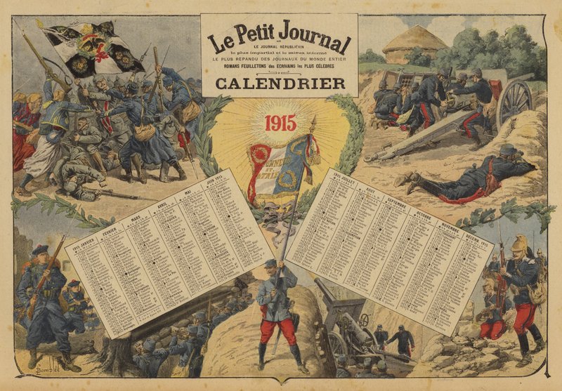Calendario per il 1915, con scene di battaglia della Prima Guerra Mondiale da Louis Charles (after) Bombled