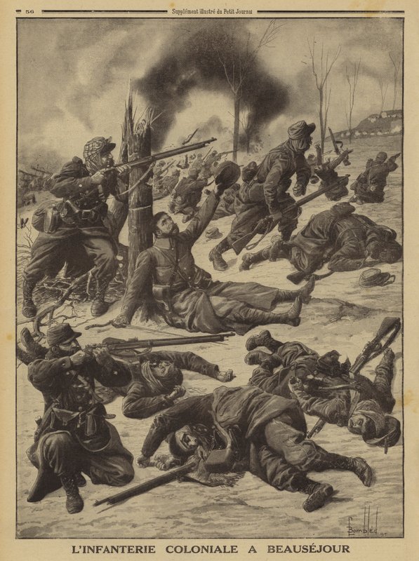 Fanteria coloniale francese che combatte a Beausejour, Prima Guerra Mondiale da Louis Charles (after) Bombled