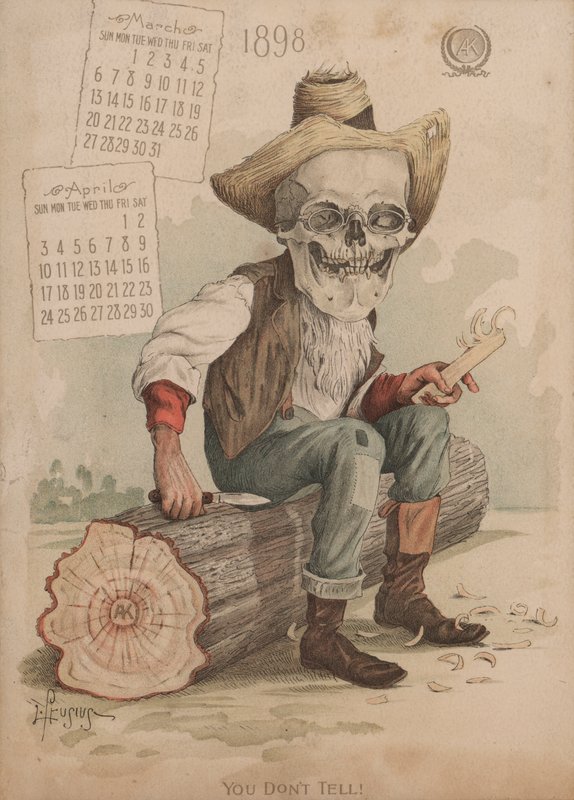 Intaglio di un pezzo di legno, illustrazione per il Calendario Antikamnia da Louis Crucius or Crusuius