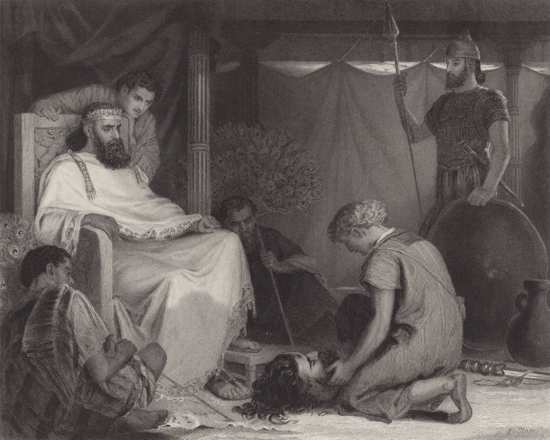 Davide portato davanti a Saul da Louis John Rhead