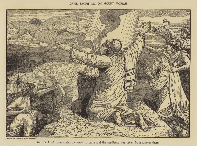 Davide sacrifica sul Monte Moriah da Louis John Rhead