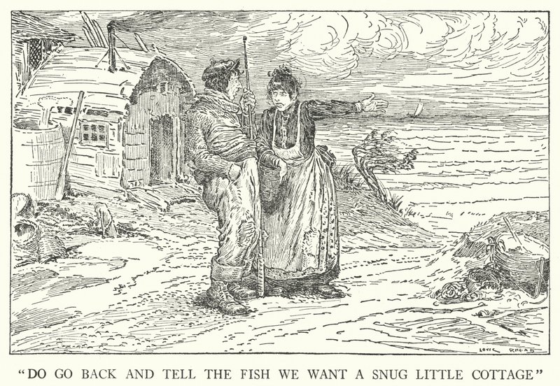 "Vai indietro e dì al pesce che vogliamo una casetta accogliente" (litografia) da Louis John Rhead