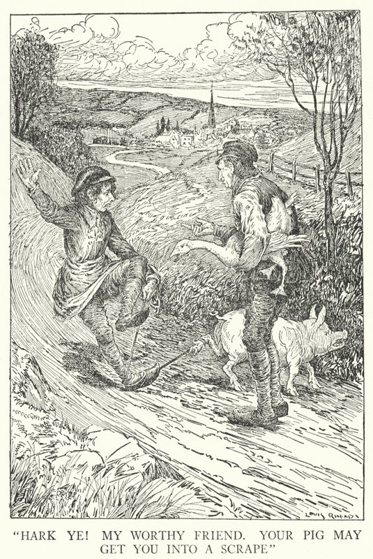"Ascolta! Mio degno amico, il tuo maiale potrebbe metterti nei guai" da Louis John Rhead