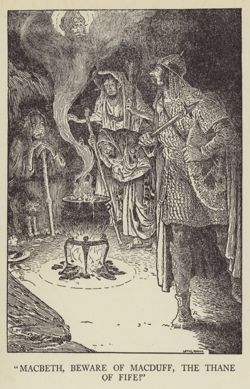 Macbeth, guardati da Macduff, il Thane di Fife! da Louis John Rhead
