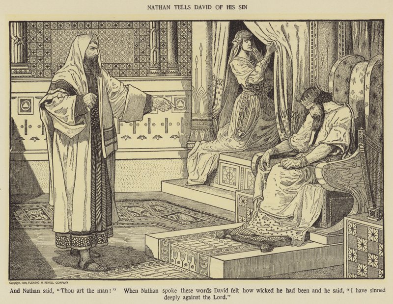 Natan racconta a Davide del suo peccato da Louis John Rhead