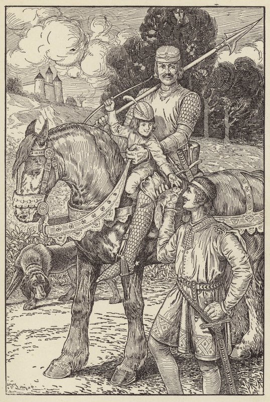 Robert sparava con il suo piccolo arco agli scoiattoli da Louis John Rhead