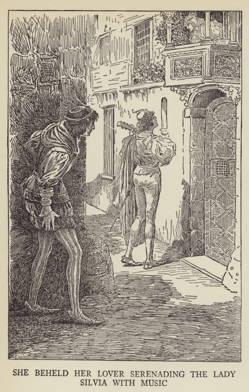 Vide il suo amante serenare la Signora Silvia con la musica da Louis John Rhead