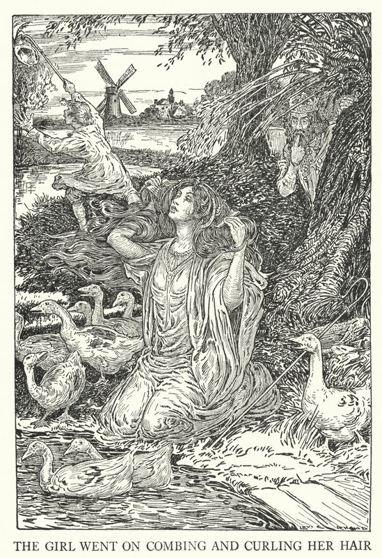 La ragazza continuava a pettinarsi e arricciarsi i capelli da Louis John Rhead