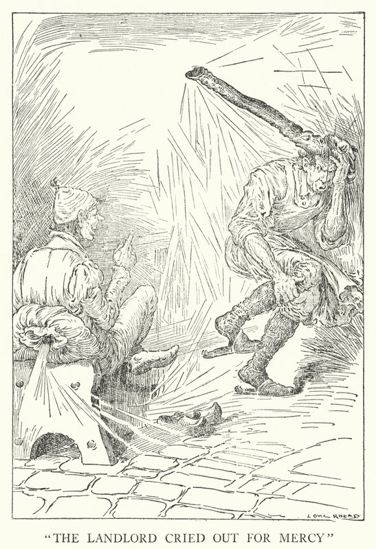 "Il locandiere gridò per la misericordia" (litografia) da Louis John Rhead