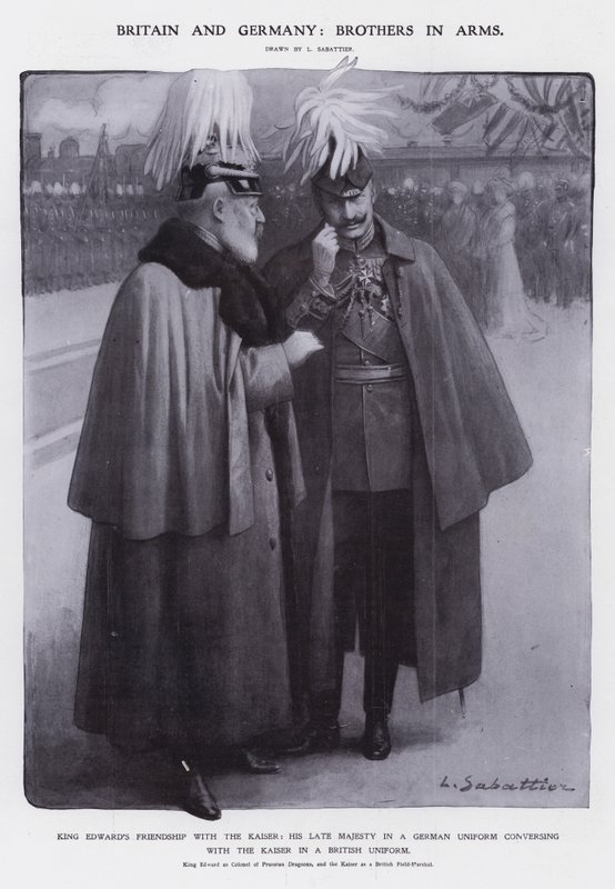 Re Edoardo VII vestito da colonnello dei Dragoni prussiani e Kaiser Guglielmo II vestito da maresciallo di campo britannico da Louis Remy Sabattier