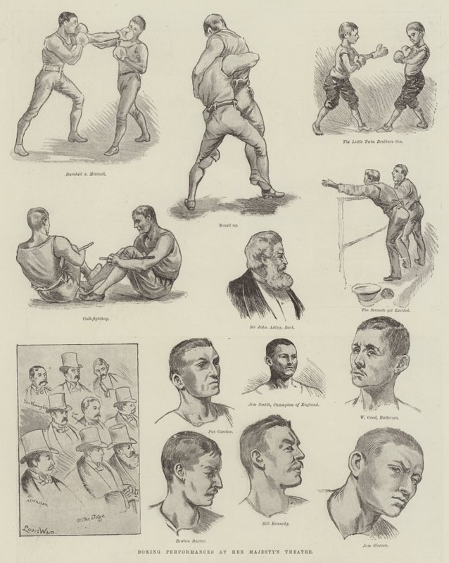 Spettacoli di boxe al Teatro di Sua Maestà da Louis Wain