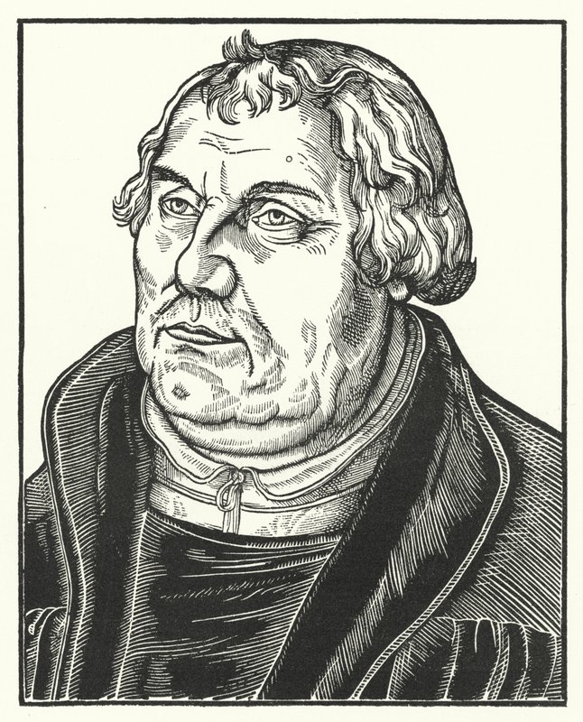 Ritratto del riformatore protestante tedesco Martin Lutero in età avanzata da Lucas the Elder (after) Cranach