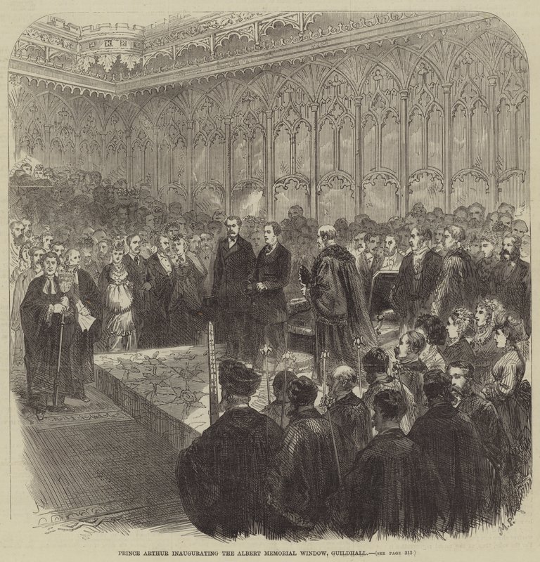 Il principe Arturo inaugura la finestra del memoriale di Albert, Guildhall da Lucien Metivet