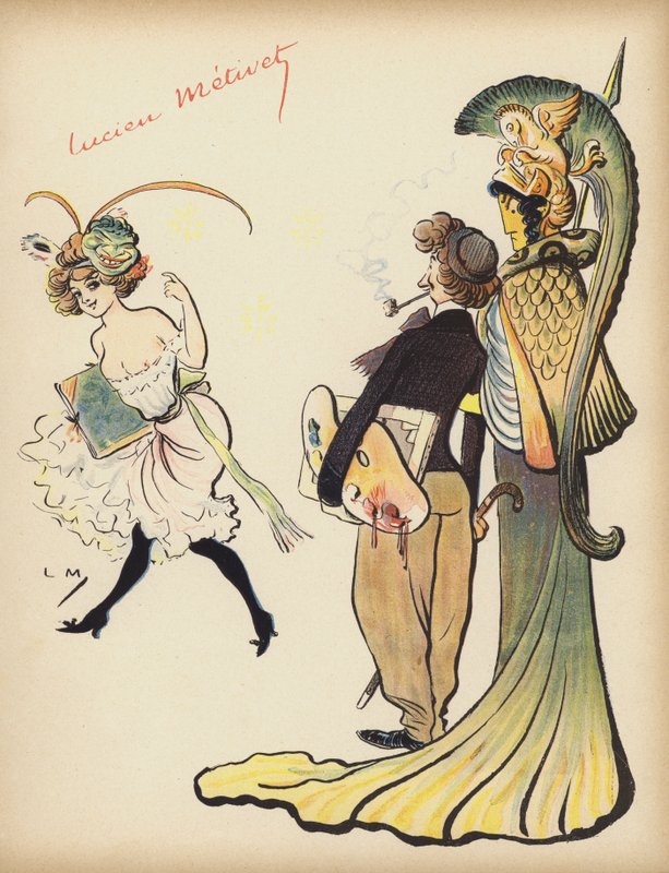 Ragazza che chiama un artista a seguirla da Lucien Metivet
